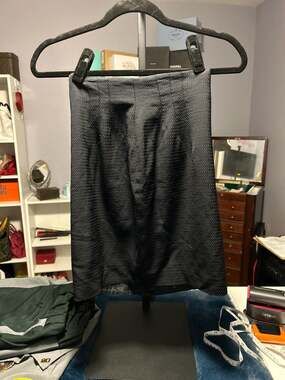 Vintage Versace Jeans Couture Black Woven Jacquard Pencil Mini Skirt Size 26/40